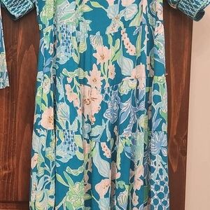 Lilly Pulitzer Blue and Green Floral Maxi Dress